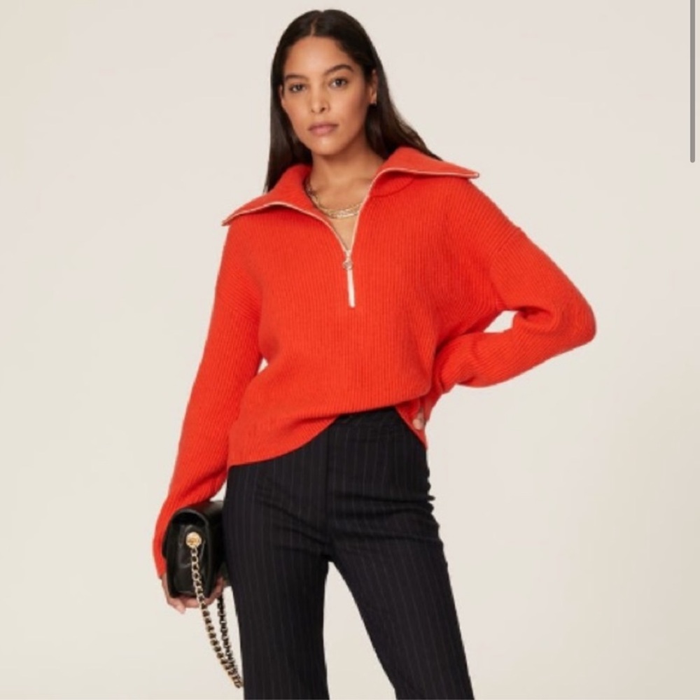 Maje 100% wool pullover with half-zip collar